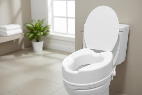 PEPE Mobility Raised Toilet Seat with Lid for Elderly 6" High | Fits Round and Elongated up to 15" Wide, Commode Seat with Sturdy Brackets, Medical Aid - color: 6 Inch