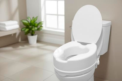 PEPE Mobility Raised Toilet Seat with Lid for Elderly 6" High | Fits Round and Elongated up to 15" Wide, Commode Seat with Sturdy Brackets, Medical Aid - color: 6 Inch