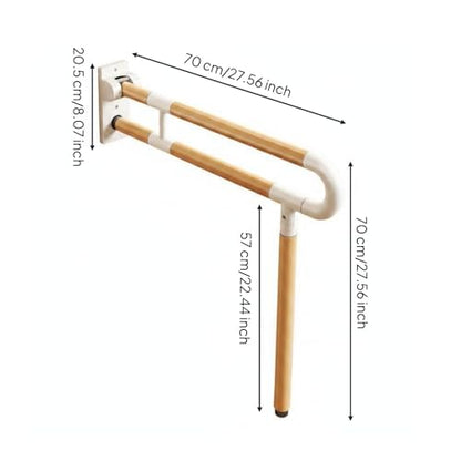 Almencla Folding Toilet Support Toilet Handrail Grab Bar Rail with Flip Up Hinged Design Aluminum Structure with Non Slip Coating Suitable for Elderly Injury Toilet, 70CM - size: 70CM
