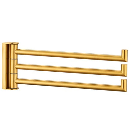 Angle Simple Hand Towel Holder for Bathroom, Swivel Bars, Brushed Dark Gold | Kitchen Towel Rack 9.84", SUS304 Stainless Steel, Foldable 3 Arms Hanger Space Saving - color: Brushed Dark Gold