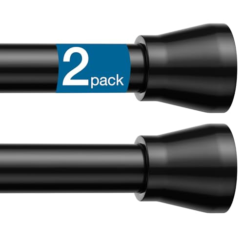 Spring Tension Curtain Rods Shower Curtain Rods 30-64" Black 2-Pack | No drill, non-slip, rust-resistant. 7/8" diameter. Versatile for windows, doors, bathroom, closet. Easy install. - color: Black, size: 30" to 64"-2Pcs