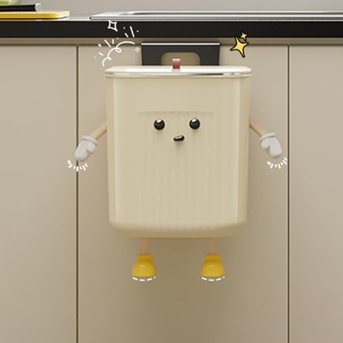 Wall Mounted Trash Can Bin with Lid Waste Cartoon Kitchen Hangings Garbage Dustbin Rubbish Decorations Office Can