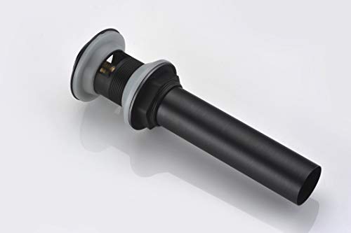 SUMERAIN Pop Up Drain Stopper with Overflow, Matte Black Finish | Solid Brass, Bathroom Sink Drain, Tool-Free Installation - size: S7306O