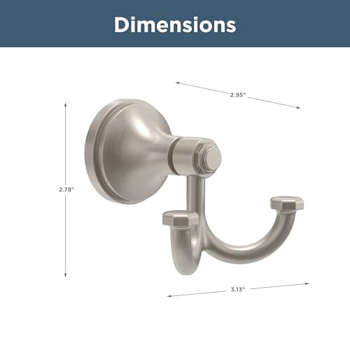 Franklin Brass Woodruff (1-Pack) Towel Hooks Satin Nickel Double Bathroom J Hooks Wall Mounted for Robes & Towels Hand Towel Hook Holder Kitchen, Bathroom Accessories WDRF35-SN - color: Satin Nickel