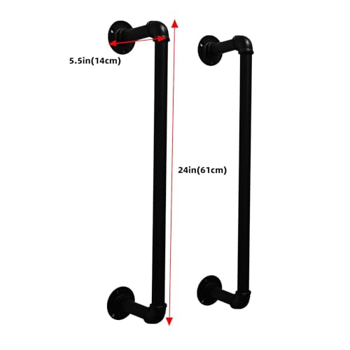 Industrial Pipe Towel Rack for Bathroom Wall Mounted,Towel Holder Black | 24 Inch,Made of Galvanized Steel,Easy To Install,Hold Up To 6 Regular Size Bath Towels,For Farmhouse Bathrooms Laundry Rooms - size: 24 Inch