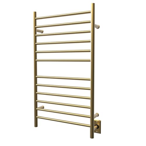 Amba Radiant Large Hardwired Straight 12 Bar Towel Warmer in Satin Brass - color: Satin Brass