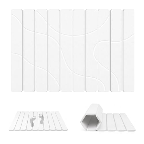 White Non-Slip Textured Stone Bath Mat for Bathroom, Quick Absorbent | Mosthink Foldable Textured Quick Dry Diatomaceous Earth Mat for Bath Kitchen Counter, Easy to Clean( 23.6'' x 15.3'') - color: White