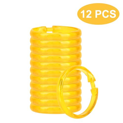 Golden Yellow Shower Curtain Hooks - 12 Pcs Circular Plastic Shower Curtain Rings for Bathroom - O Shaped Gold Yellow Shower Hooks Rings for Shower Curtain Rod - color: Golden Yellow