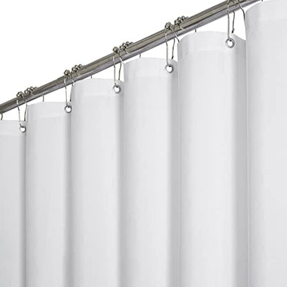 Extra Long Linen Textured Waterproof Shower Curtain Set, 72x96, White | Extra Tall Size, 230GSM Polyester, Heavy Duty Cloth, Weighted Hem, 12 Plastic Hooks, Modern Hotel Style, Machine Washable - color: White, size: 72"W x 96"L (Pack of 1)