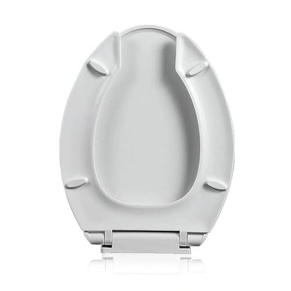 Toilet Seat Elongated Open Front with Soft Close Lid, Quick Release for Easy Clean, Anti-Slip Bumpers, Durable White PP Plastic, Fits Standard Oblong Toilets