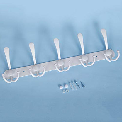 WEBI Coat Rack Wall Mount,Coat Hooks Wall Mounted,Coat Hanger Wall,Hook Rack Rail,Wall Coat Rack with Hooks for Hanging Jacket,Clothes,White - color: White, size: 1 Pack