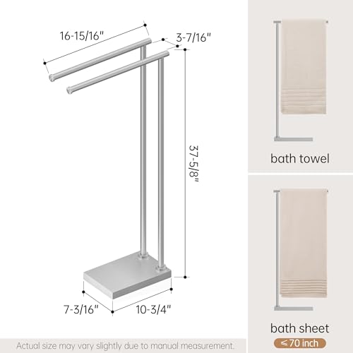 KES 37" Free Standing Towel Racks for Bathroom with 3X Thicker Base | Equal-height, Towel Rack Stand, Bathroom Floor, Upgrade Steady Design, Pro-Grade 18/8 Stainless Steel Brushed Finish - size: 37 inch (2-tier, Equal Height)