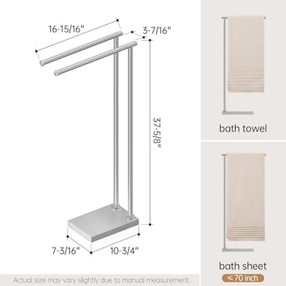 KES 37" Free Standing Towel Racks for Bathroom with 3X Thicker Base | Equal-height, Towel Rack Stand, Bathroom Floor, Upgrade Steady Design, Pro-Grade 18/8 Stainless Steel Brushed Finish - size: 37 inch (2-tier, Equal Height)