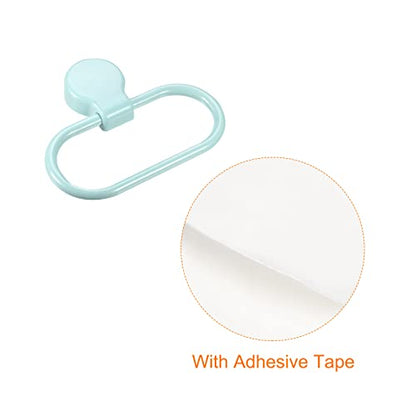 HARFINGTON Wall Mounted Oval Towel Ring ABS Hanging Holder Self-Adhesive for Bathroom Kitchen Accessories, Blue - color: Blue