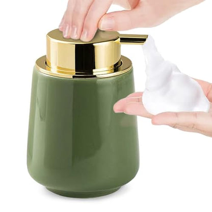 Modern Foam Soap Dispenser for Bathroom, Chic Ceramic Bottle(Green) - color: Green