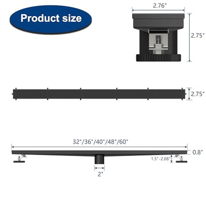 Neodrain 32" Shiny Black Linear Shower Drain,2-in-1 Flat& Tile Insert Cover | 304 Stainless Steel,Fast Drainage, Durable,Rectangle Shower Floor Drain with Adjustable Feet,Hair Strainer,Fits Bathrooms - color: Shiny Black, size: 32 In