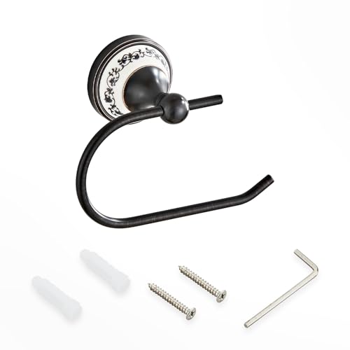 Wall Mounted Bathroom Kitchen Black Toilet Paper Holder, Open Arm Towel Holder, Tissue Holder, Bathroom Kitchen Tissue Roll Holder YIGUANXIN - color: Black, size: Toilet Paper Holder