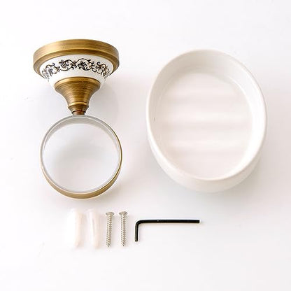Antique Bronze Brass Soap Dish, Soap Holder Wall Mounted Bathroom Hardware Accessories,Porcelain Design - color: Soap Holder