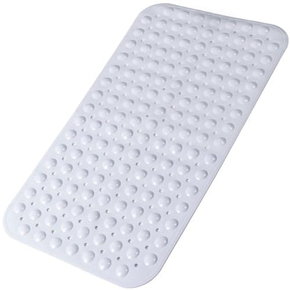 Bathtub and Shower Mats, 28 x 15 Inch Non-Slip Bath Mat, Machine Washable Bath Tub Mat with Suction Cups & Drain Holes for Bathroom, Beige - color: White, size: 28" x 15" (Rectangular)