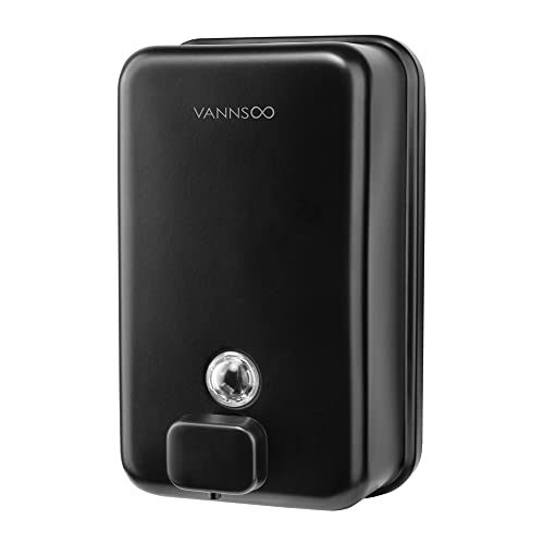Wall Mounted Commercial Soap Dispenser Bathroom, Vertical Black | 1100ml 37oz Stainless Steel Liquid Hand Sanitizer Dispenser - color: Vertical Black