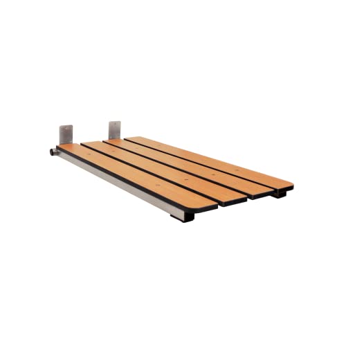 Seachrome Hermosa 32" x 13.5" Back Wall-Mount Folding Teak Tub Seat with 3" Slats - color: Phenolic Teak