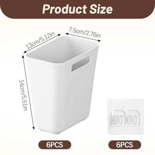 6Pcs Kitchen Cabinet Door Storage Box, Self Adhesive Wall Mounted Cabinet Door Organizer Bin, Stackable Storage Basket for Kitchen Bathroom RV Office Refrigerator Small Items Organizer