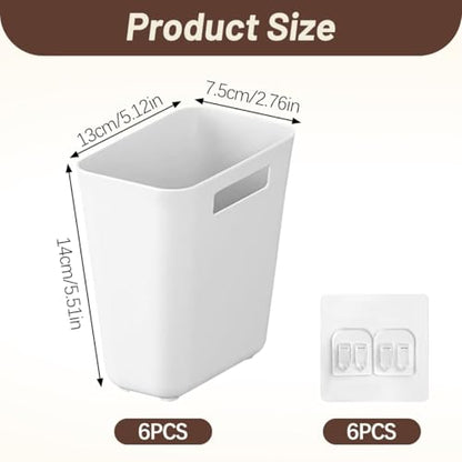 6Pcs Kitchen Cabinet Door Storage Box, Self Adhesive Wall Mounted Cabinet Door Organizer Bin, Stackable Storage Basket for Kitchen Bathroom RV Office Refrigerator Small Items Organizer