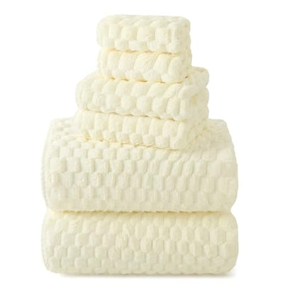 REDKISS Cream Microfiber Towels-35x70 Inches Oversized Bath Sheets, Extra Large Bath Towels Set, Super Soft Quick Dry Lint Free Absorbent Waffle Microfiber Shower Towels, 6 Pack - color: Beige 06, size: 6 Pack Large Towel Set