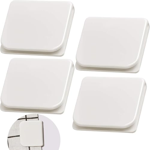 Jetec 4 Pieces Shower Curtain Clips for Liner, Self Adhesive Shower Splash Guard Curtains Clip, Windproof Curtain Holders Weight Guards to Wall Hold in Bathroom Bathtub, White