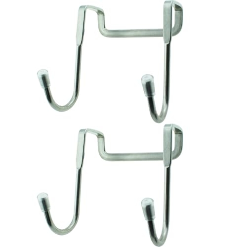 TAODAN 2PCS SUS 304 Stainless Steel Double S Hook Heavy Duty Adjustable Shower Door Cabinet Towel Hook Storage Hook Suitable for Towel Coat Bathrobes Umbrella Rack