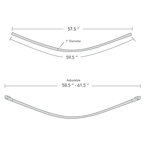 60-Inch Stainless Steel Curved Shower Curtain Rod, 5 Foot Mounted Non-Telescoping Rust Proof (Black) - color: Black