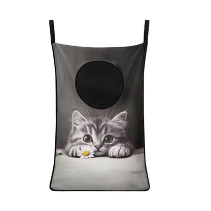 ZOUTAIRONG Hanging Laundry Hamper Zipper Storage Bag Space Saving Laundry Bag Hanging Clothes Hamper Laundry Baskets for Bathroom, Cute Daisy Cat Print - color: Cute Daisy Cat