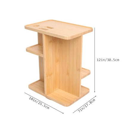 Bamboo 360 Rotating Makeup Organizer | spinning bathroom organizer spinning makeup organizer spinning organizer for vanity Bathroom Bedroom Home Office