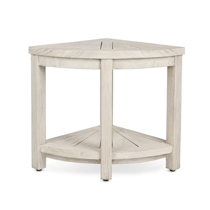 TeakCraft Gray Teak Shower Bench Seat for Bathroom - Waterproof Shower Stool - Fully Assembled, Rustic Gray Finish, The Cosima