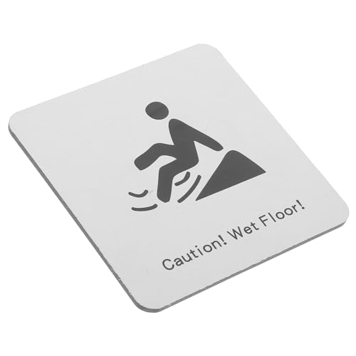 Kisangel Wet Floor Warn Sign Plaque for Homes and Multiple Environments Made of Wear-resistant Aluminium-plastic Panel with Adhesive Tape, Waterproof Silver Slippery Floor Safety Sign
