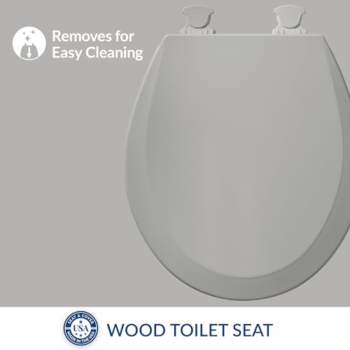 Bemis 500EC Durable Wood Toilet Seat with Easy Clean Hinges, Made in USA, Round, Silver - style: 1-Pack Round