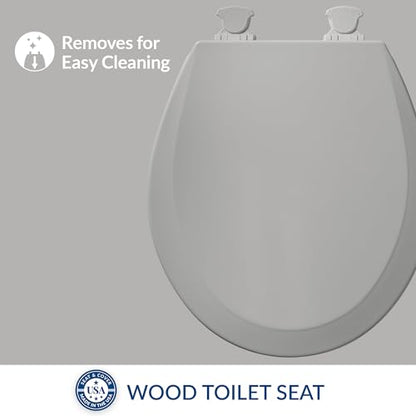 Bemis 500EC Durable Wood Toilet Seat with Easy Clean Hinges, Made in USA, Round, Silver - style: 1-Pack Round