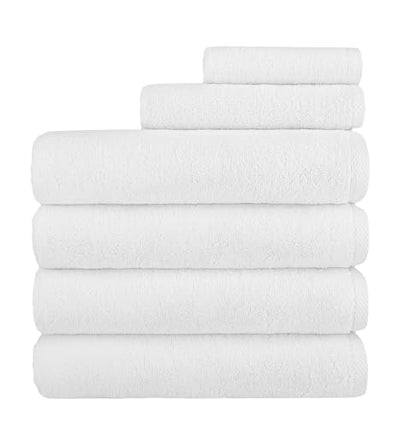 Nine West 6 Piece Hotel Collection Towel Set, 100% Turkish Cotton, Highly Absorbent & Comfy, Includes 4 Bath Towels, 1 Hand Towel & 1 Facecloth Luxury Plush Bathroom Towels | (White) - color: White, size: Hotel Collection 6 Pc Towel Set