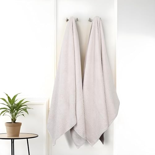 Superior Playa Zero Twist Cotton Medium Weight Bath Sheets, for Guest Bath, Bathroom, Shower, Spa, Plush, Quick Dry, Ultra-Soft Towels, Essentials, Waffle Textured, Oversized Towels, Set of 2, Silver - color: Silver, size: Bath Sheet - 2PC
