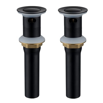 Bathroom Sink Drian Pop Up Drian Stopper for Vessel Sink Vanity Lavatory Assembly Staibless Steel& Brass Corrosion Resistance Rustproof,【Matte Black, with Overflow Hole】,SD4-BK-P2 - style: Small Popup Cap-Black, 2 Pack