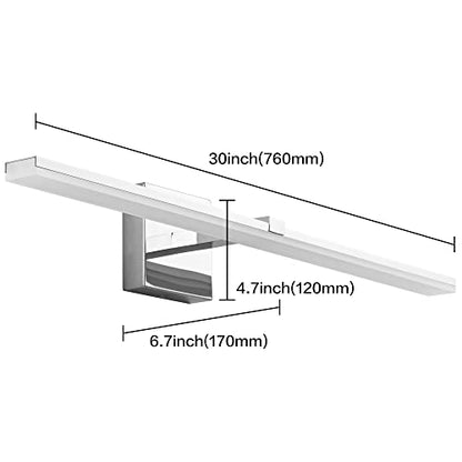 30 inch Chrome Bathroom Vanity Lights Modern Bathroom Wall Lighting Fixtures 22W LED Vanity Light Bar for Bath - color: Chrome- Dimmable, size: 30-inch