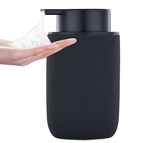 Black Foaming Hand Soap Dispenser - Bathroom Lotion Hand Pump Dispenser Matte Black Foam Soap Dispenser Ceramic Dish Liquid Dispenser for Hand Wash Dispenser (Rubber Paint) - color: Black(rubber Paint), size: Foam dispenser