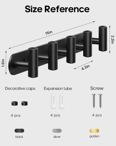 Optish 2 Pack Coat Rack Wall Mount, Black Bathroom Towel Rack with 10 Hooks, Heavy Duty 66LB Coat Hook for Towels, Robes, Bags, Hat Rack Key Holder for Entryway, Bedroom - color: Black