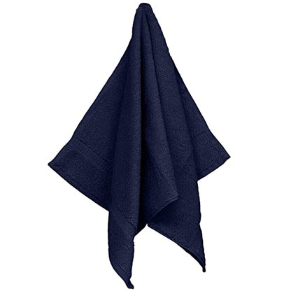 BC BARE COTTON Monogrammed Hand Towel, Navy, 16 x 30 Inches - Set of 2, Extra Absorbent 100% Turkish Cotton, Soft Terry Finish, for Bathroom, Kitchen and Spa - color: Silver on Navy, style: Initial R