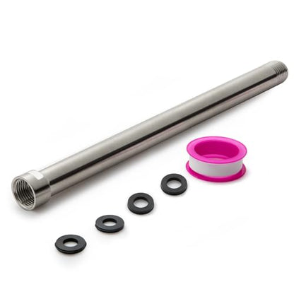 OFFO Shower Head Extension Arm, Brushed Nickel 12 in Shower Arm Extension Shower Head Extender Made of 304 Stainless Steel Shower Pipe Extension - color: Brushed Nickel, style: 12 in