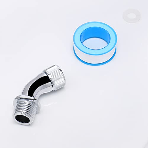 NearMoon Shower Elbow Adapter for Shower Head, Solid Brass 45°G1/2 Male to Female Shower Arm Extension Connector, Polish Chrome (Medium) - style: Medium