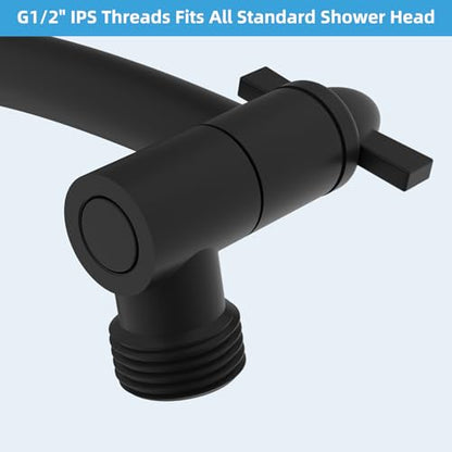 Hibbent All Metal 20'' Shower Head Extension Arm, Matte Black | Solid Brass Adjustable Shower Arm with Lock Joint, Flexible Height & Angle, Universal Connection Shower Head Extender - color: Matte Black, size: 20 Inch