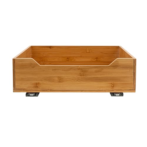 Household Essentials Glidez Bamboo and Steel Pull-Out/Slide-Out Storage Organizer for Under Cabinet Use - 1-Tier Design - Fits Standard Size Cabinet or Shelf, Natural - size: 17", style: Single Tier