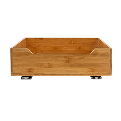 Household Essentials Glidez Bamboo and Steel Pull-Out/Slide-Out Storage Organizer for Under Cabinet Use - 1-Tier Design - Fits Standard Size Cabinet or Shelf, Natural - size: 17", style: Single Tier