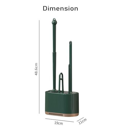 Basaza Toilet Brush and Holder Set Toilet Bowl Cleaning Brush and Holder for Bathroom Toilet Bowl Cleaner Brushes & Holders 4 in 1 Dark Green Bathroom Accessories Wall Mounted or Floor Standing